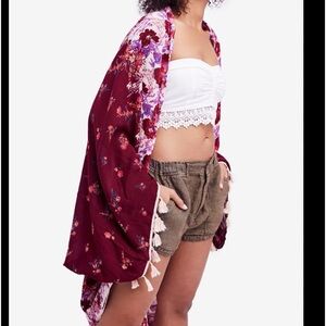 Free People bali Wrapped in Blooms Tassel Trim Wrap kimono #14